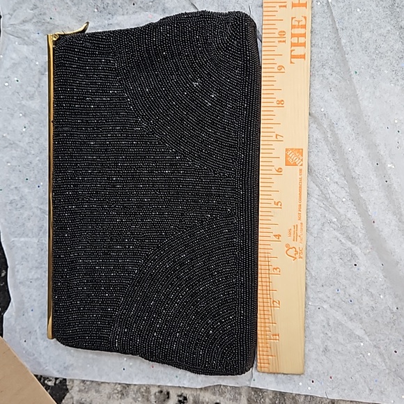 Walborg Vintage Beaded Evening Clutch Purse Black with Gold Handmade in Belgium - Picture 13 of 16